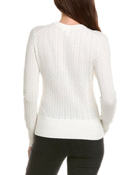Hannah Rose Vertical Cable Cashmere-Blend Pullover