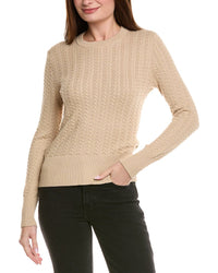 Hannah Rose Vertical Cable Cashmere-Blend Pullover