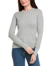 Hannah Rose Vertical Cable Cashmere-Blend Pullover