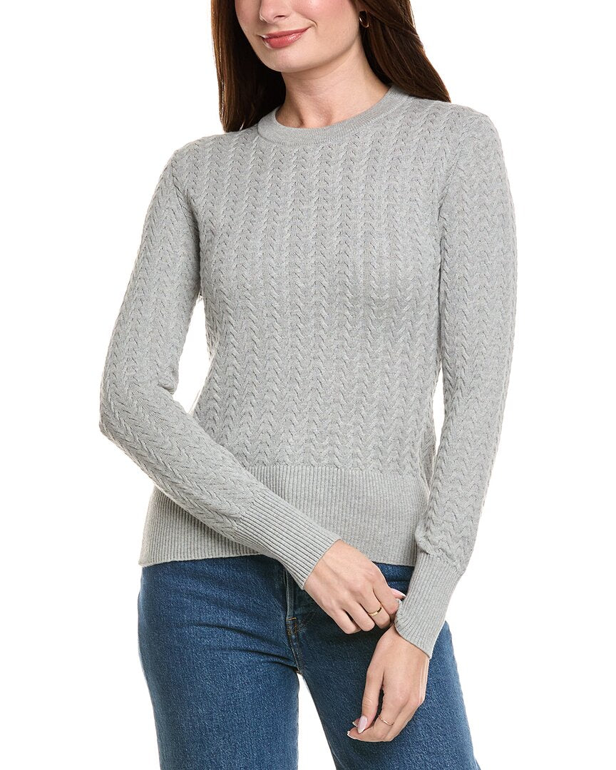 Hannah Rose Vertical Cable Cashmere-Blend Pullover