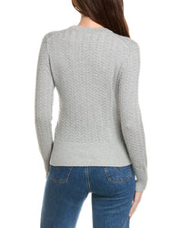 Hannah Rose Vertical Cable Cashmere-Blend Pullover