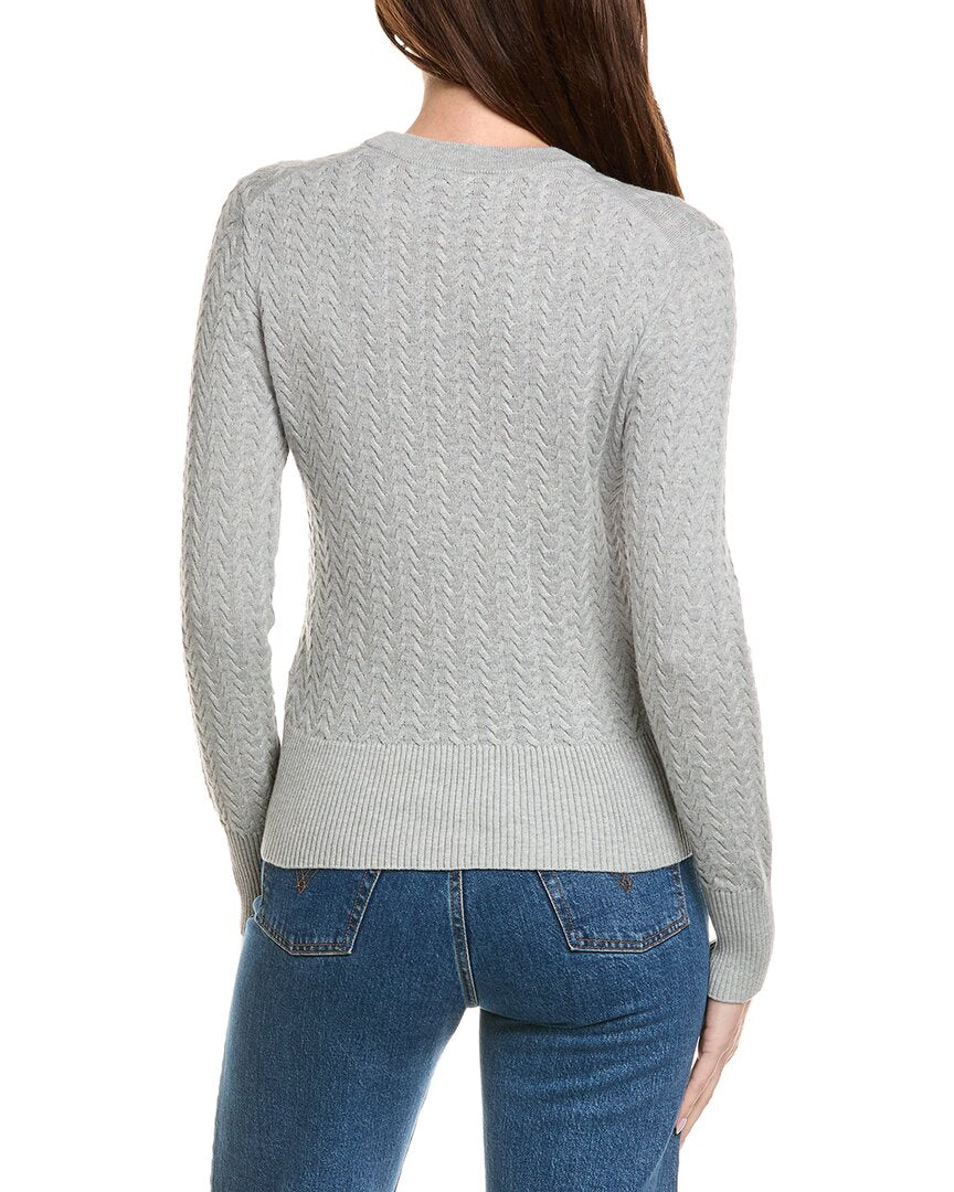 Hannah Rose Vertical Cable Cashmere-Blend Pullover