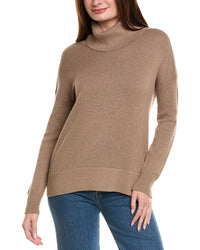 Hannah Rose Boxy Turtleneck Cashmere-Blend Sweater