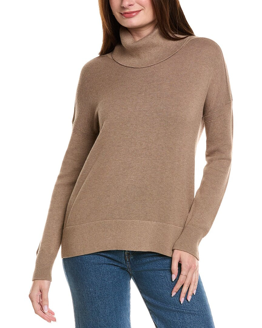Hannah Rose Boxy Turtleneck Cashmere-Blend Sweater