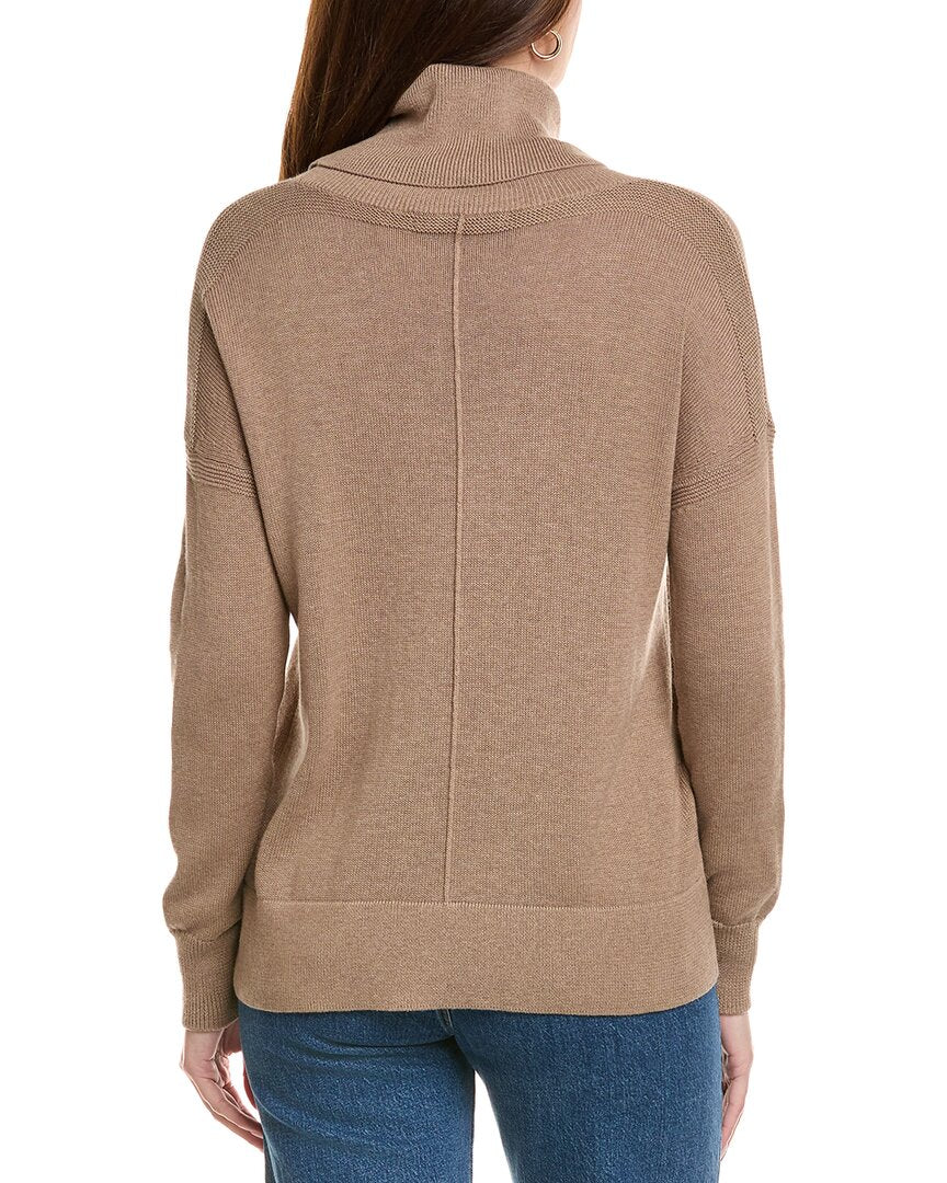 Hannah Rose Boxy Turtleneck Cashmere-Blend Sweater