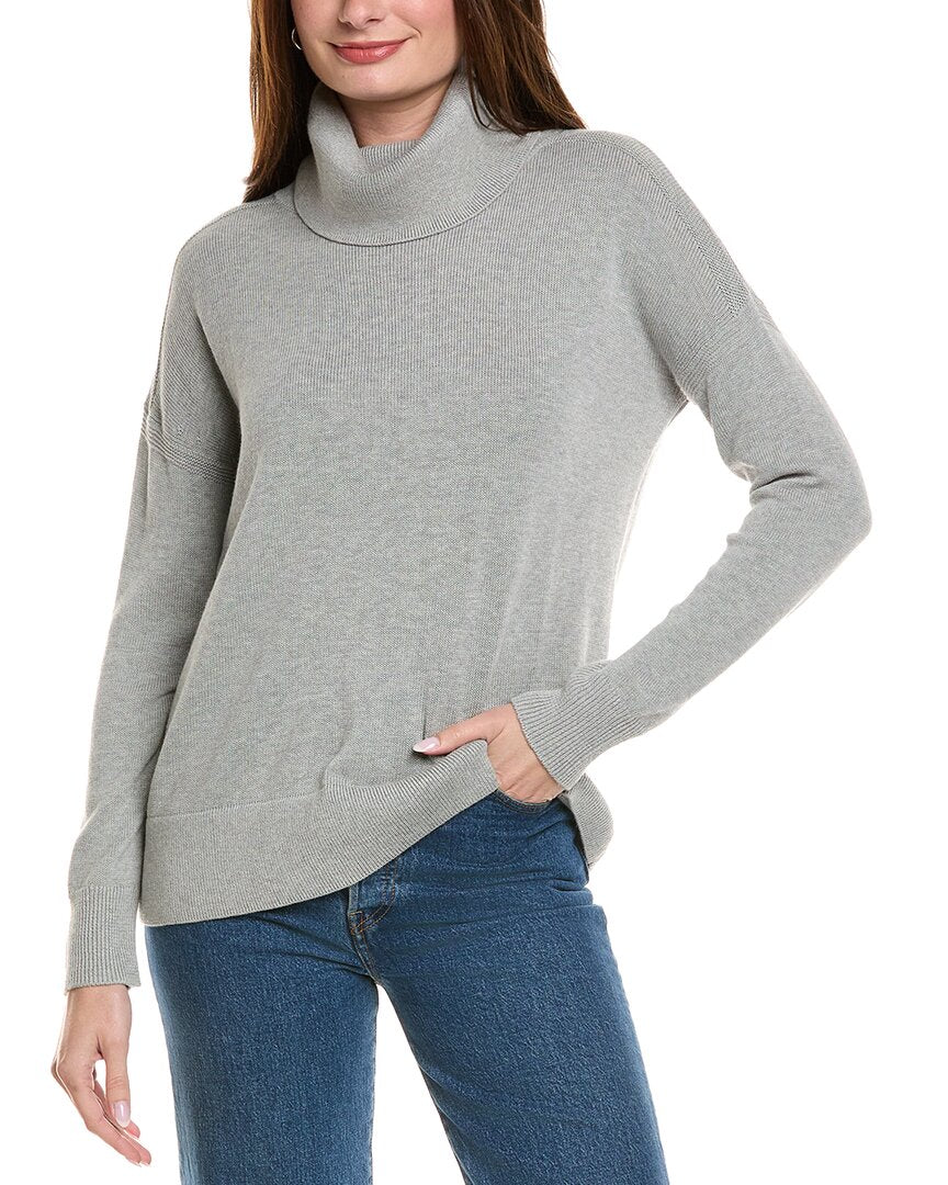 Hannah Rose Boxy Turtleneck Cashmere-Blend Sweater