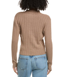 Hannah Rose Full Zip Ribbed Cashmere-Blend Cardigan