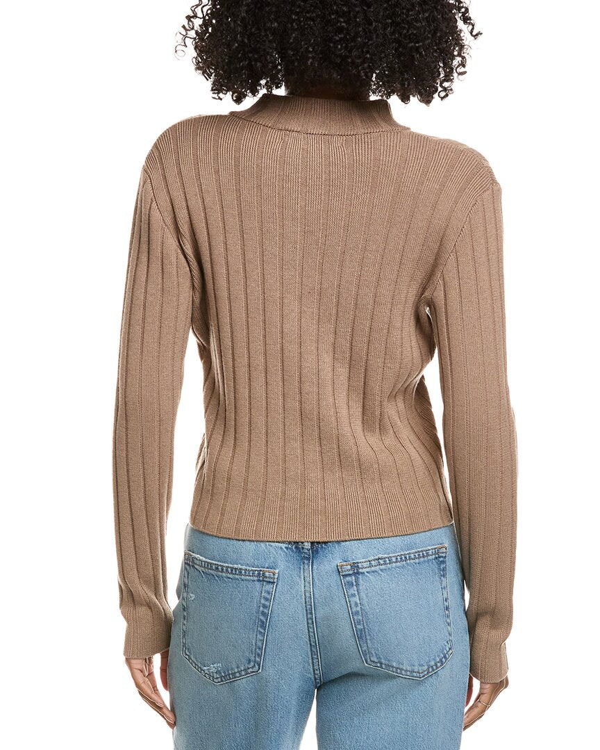 Hannah Rose Full Zip Ribbed Cashmere-Blend Cardigan