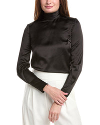 St. John Mock Neck Satin Top