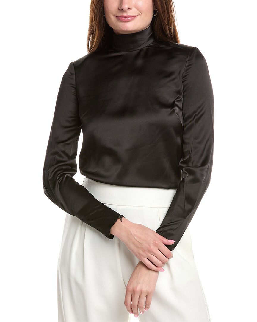 St. John Mock Neck Satin Top