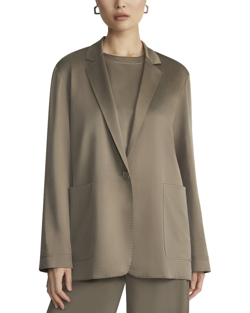 Lafayette 148 New York Plus Silk Blazer Grey Multi