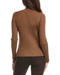 Lafayette 148 New York Lafayette 148 New York Womens  Ribbed Split Mock Neck Silk-Blend Sweater, Xxl,