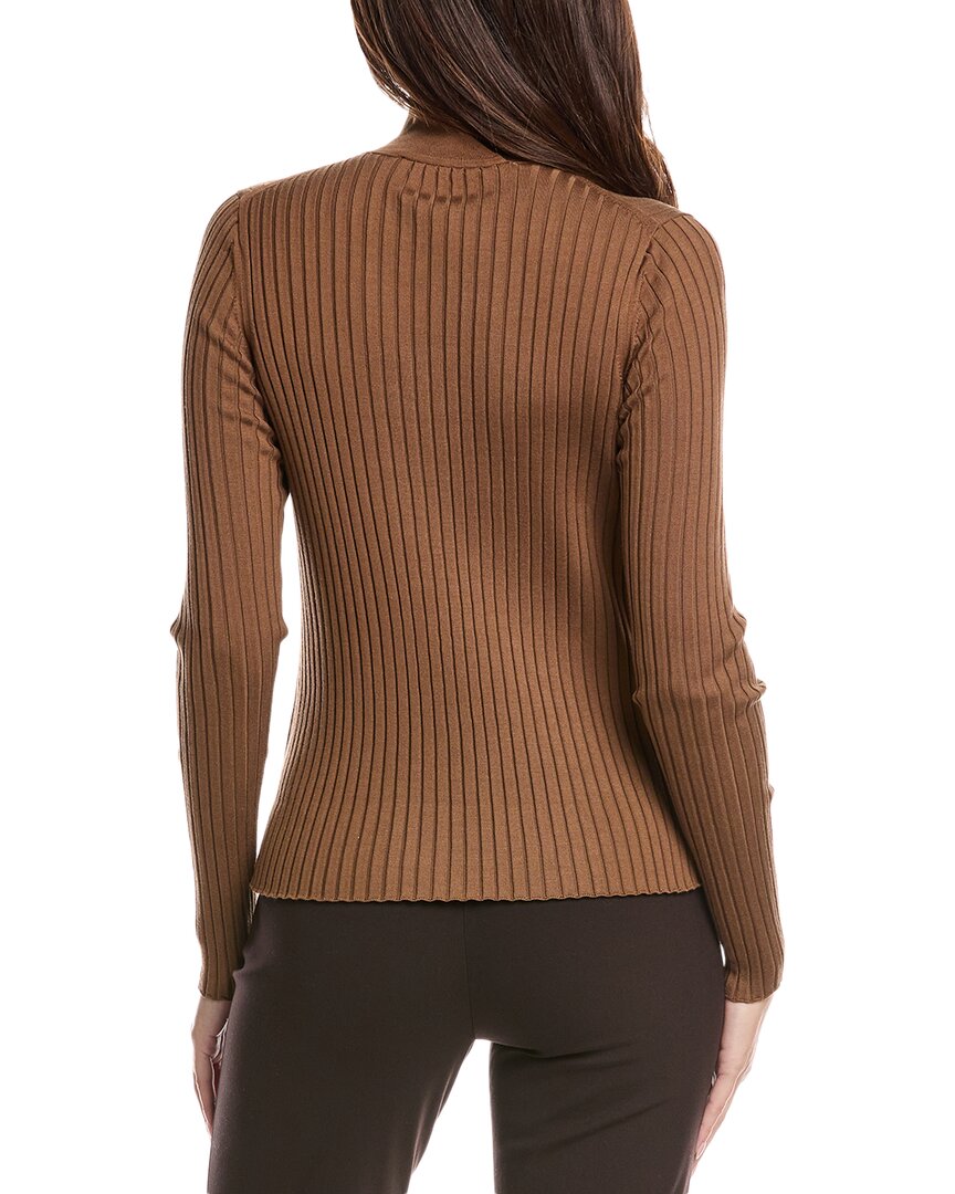Lafayette 148 New York Lafayette 148 New York Womens  Ribbed Split Mock Neck Silk-Blend Sweater, Xxl,