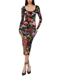 Alice + Olivia Womens Delora Scoop Neck Midi Dress, 6