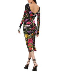Alice + Olivia Womens Delora Scoop Neck Midi Dress, 6