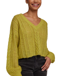 Bella Dahl Bella Dahl V-Neck Cropped Mohair & Wool-Blend Sweater