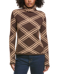 Hannah Rose Plaid Funnel Neck Wool & Cashmere-Blend Sweater