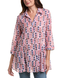 Nic+Zoe Geo Dot Long Crinkle Shirt