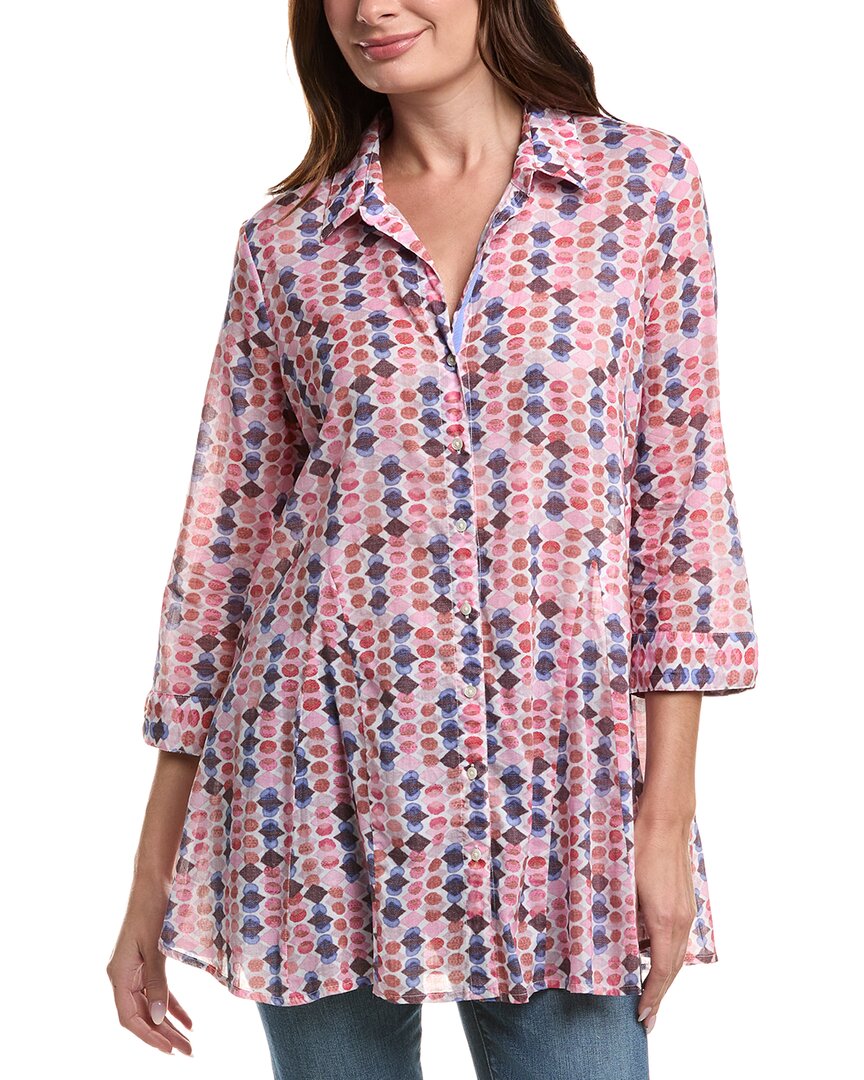 Nic+Zoe Geo Dot Long Crinkle Shirt