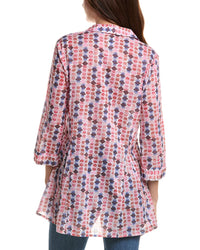 Nic+Zoe Geo Dot Long Crinkle Shirt