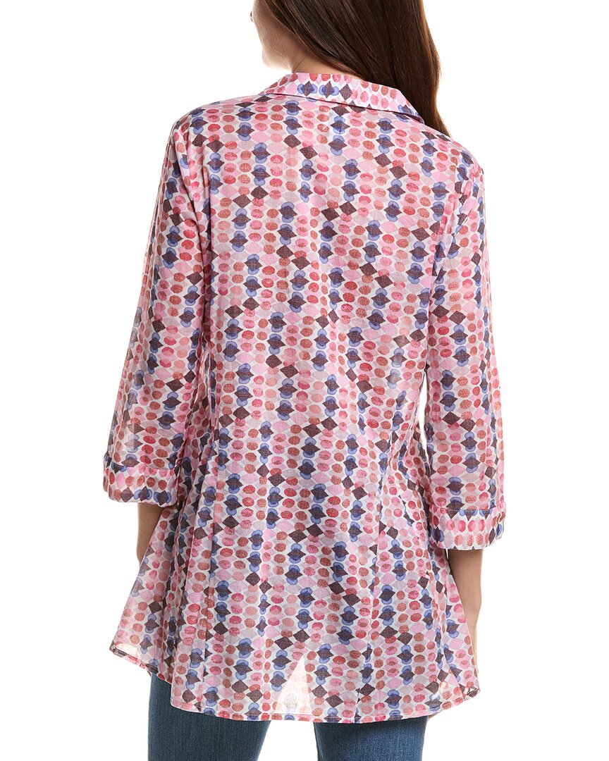 Nic+Zoe Geo Dot Long Crinkle Shirt
