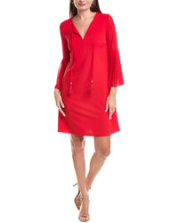 Joseph Ribkoff Pleated Bell-Sleeve Shift Dress