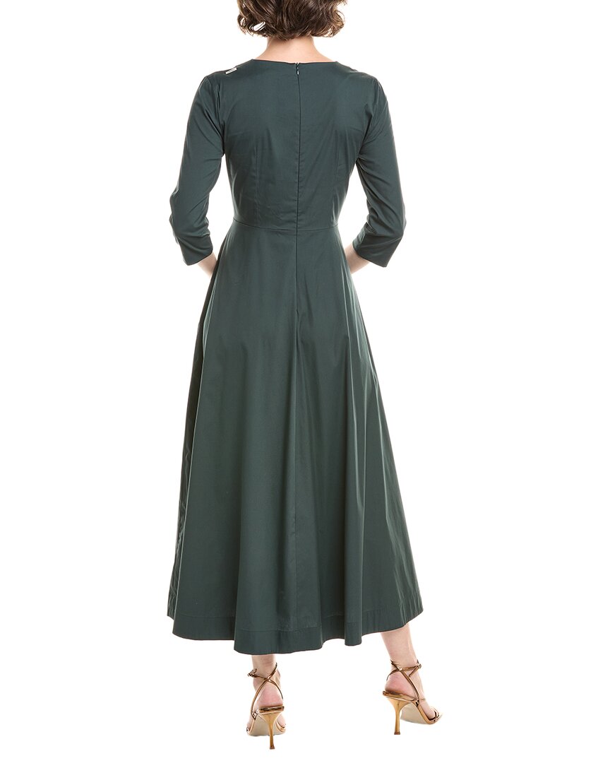 Max Mara Womens Dark Green Romolo V-neck stretch cotton-blend midi dress 2 Max Mara Womens Dark Green Romolo V-neck stretch cotton-blend midi dress 2