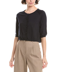 S Max Mara Clima Wool Shoulder Wrap Cardigan