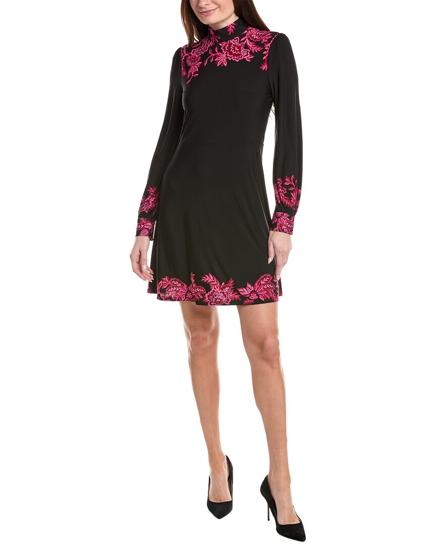 Cece Border Print Mock Neck Mini Dress