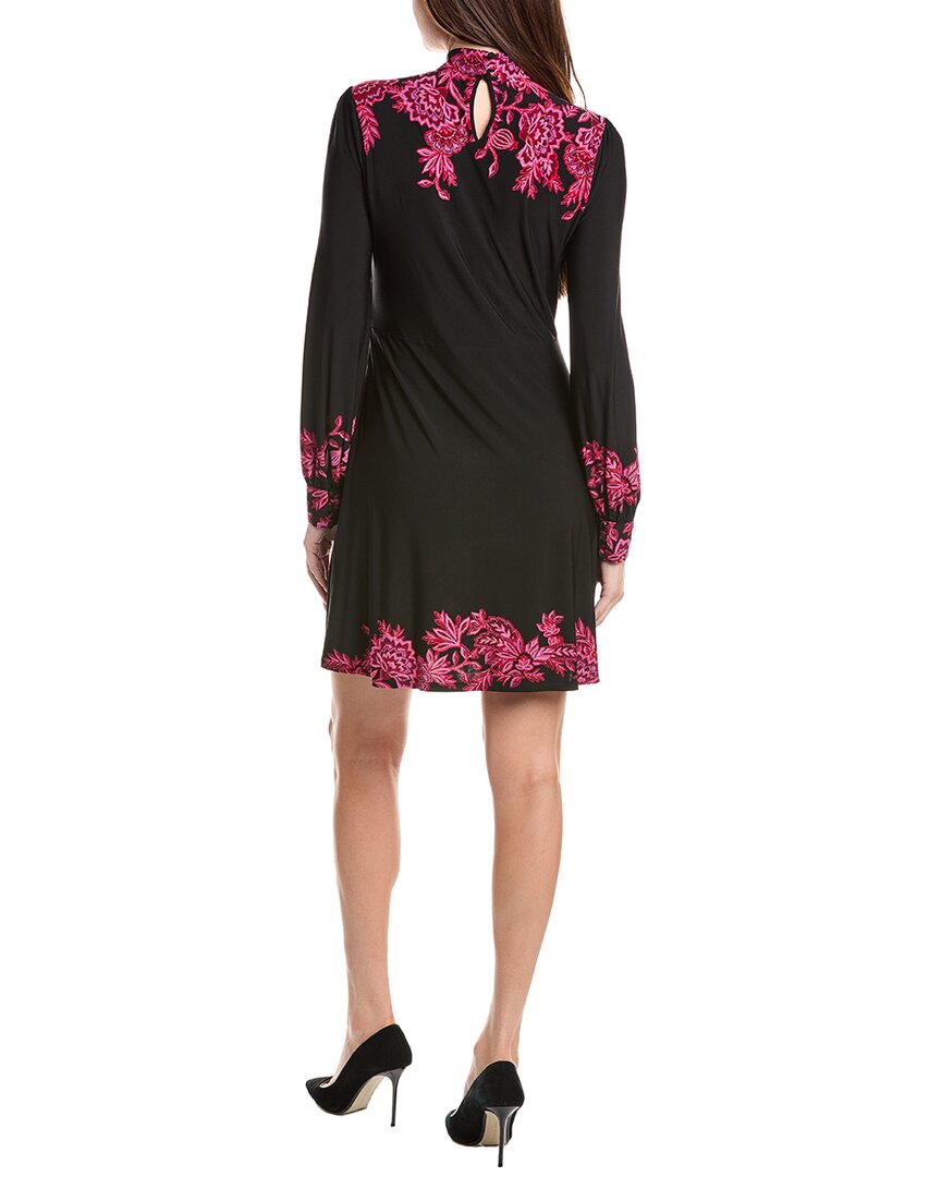 Cece Border Print Mock Neck Mini Dress