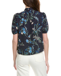 Cece Shirred V-Neck Bow Tie Blouse