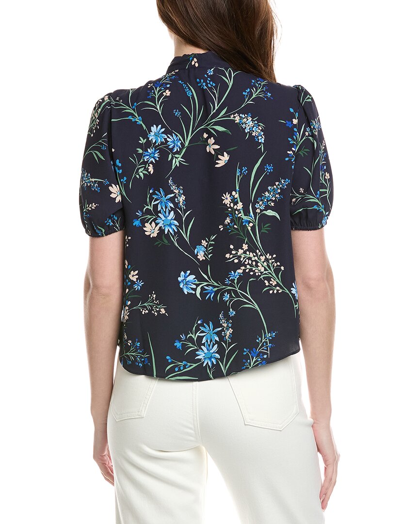 Cece Shirred V-Neck Bow Tie Blouse