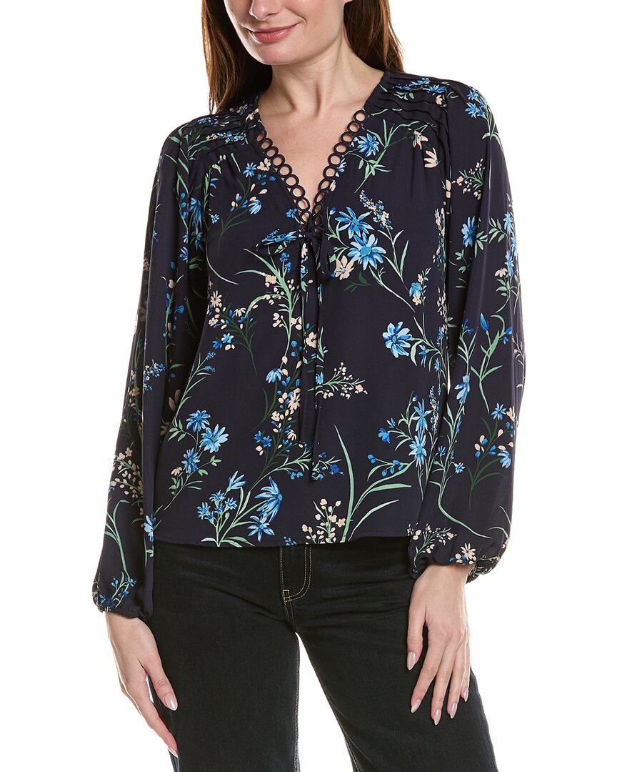 Cece Pintuck Printed Blouse