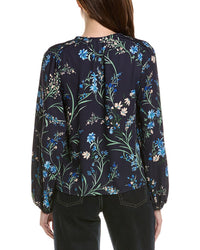 Cece Pintuck Printed Blouse