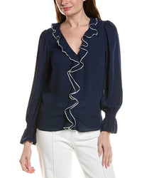 Cece Ruffle V-Neck Top