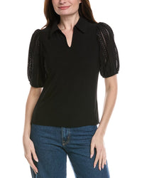 Cece Puff Sleeve Keyhole Top