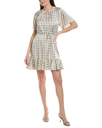 Cece Split Neck Print Dress