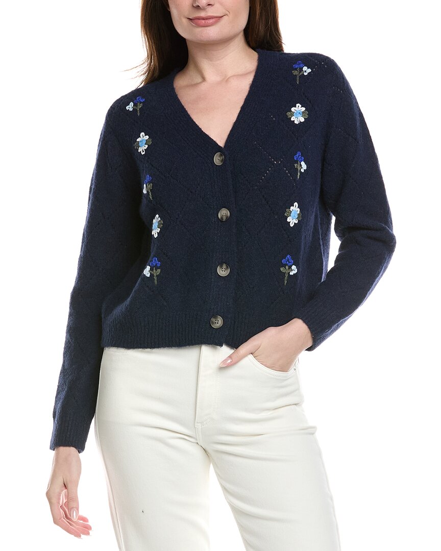 Cece Wool-Blend Pointelle Cardigan