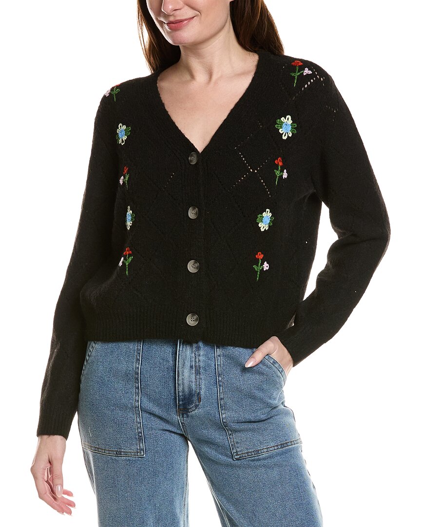 Cece Wool-Blend Pointelle Cardigan