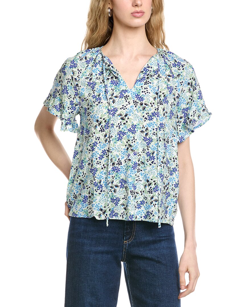 Cece Shirred Front Keyhole Top