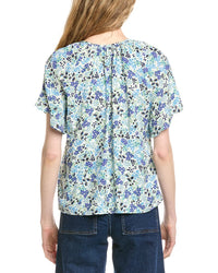 Cece Shirred Front Keyhole Top