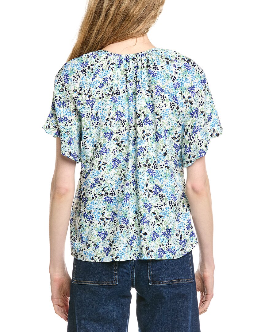 Cece Shirred Front Keyhole Top