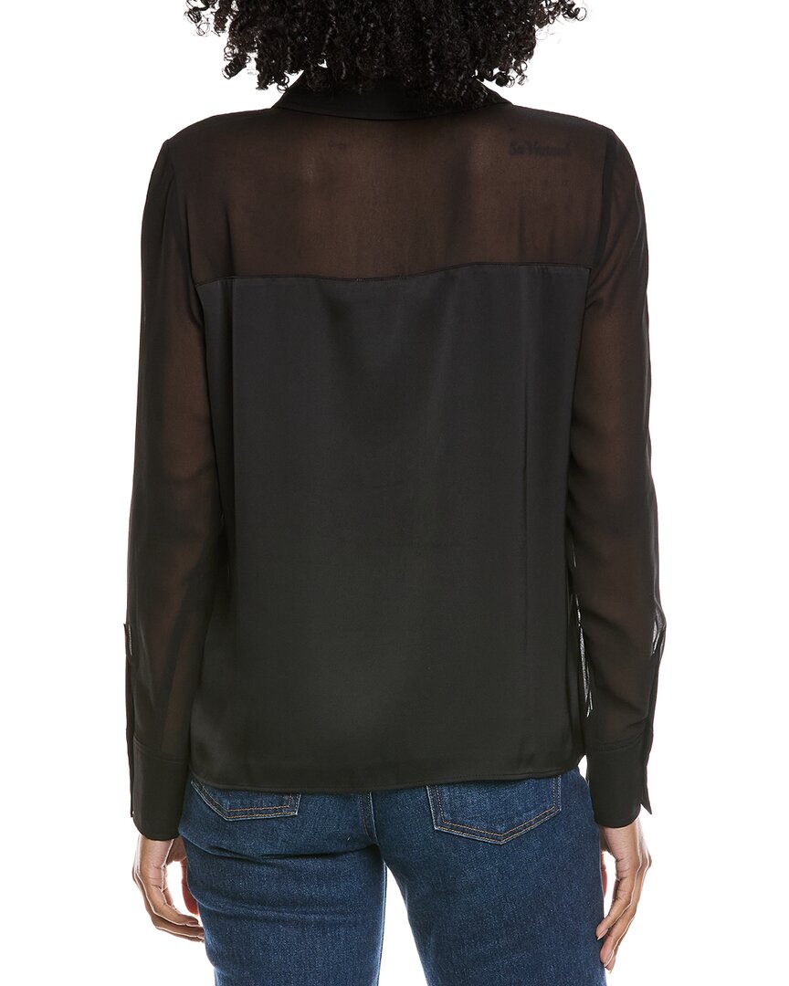 Cece Sheer Combo Button Down Blouse