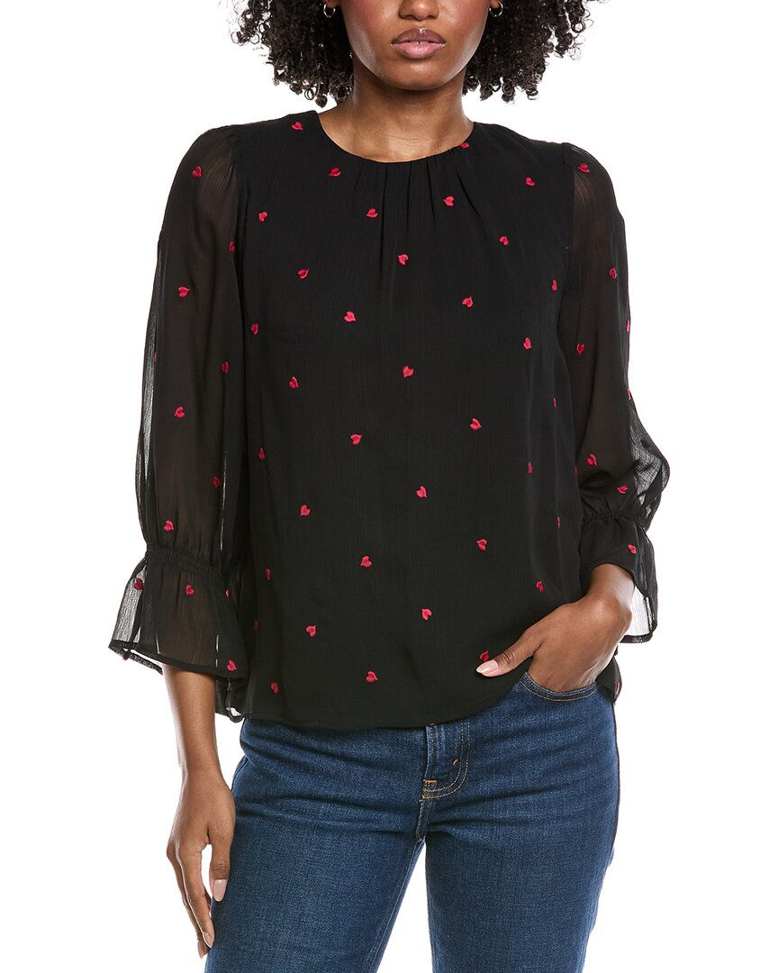 Cece Shirred Neck 3/4 Ruffle Sleeve Top