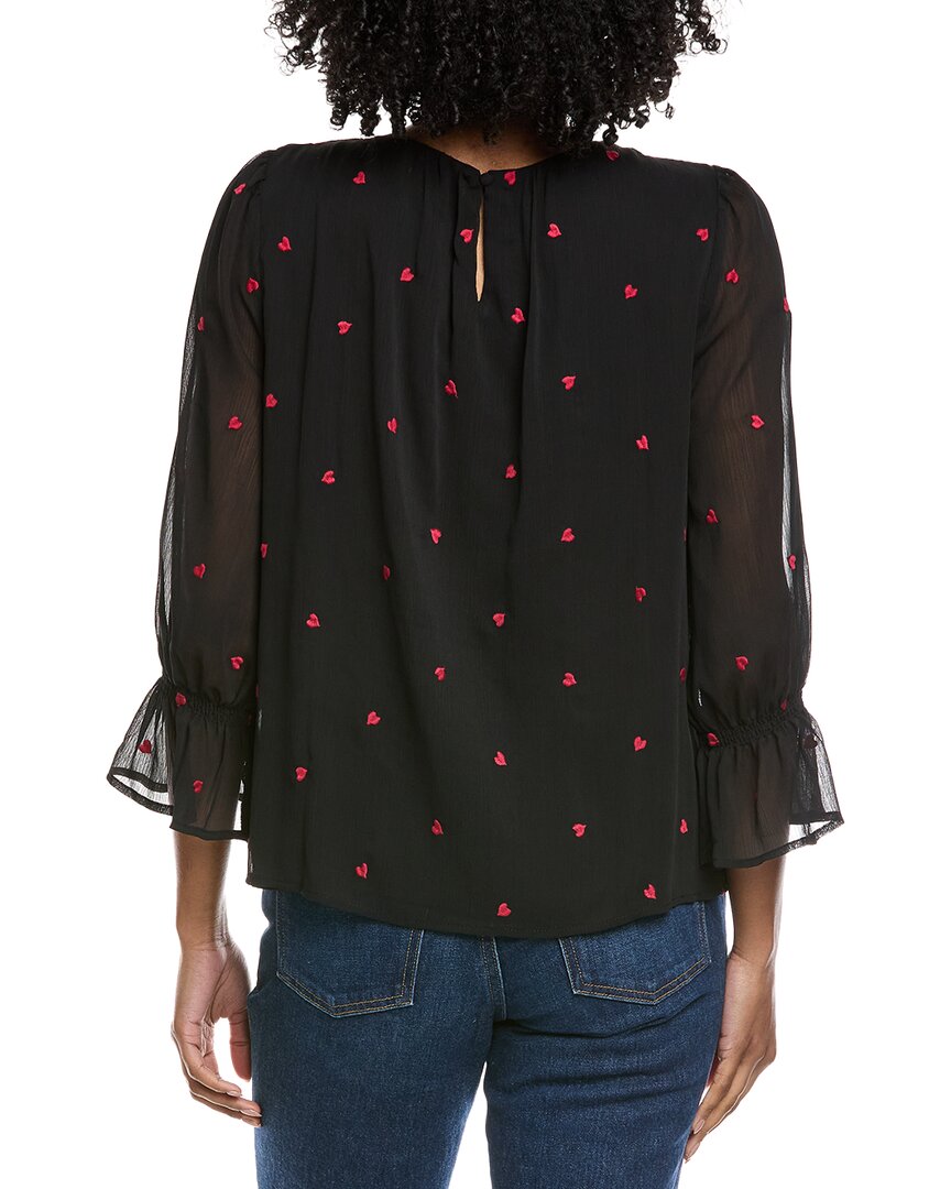 Cece Shirred Neck 3/4 Ruffle Sleeve Top