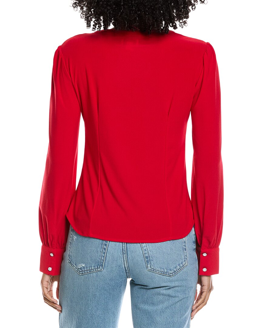 Cece V-Neck Button Down Shirred Blouse
