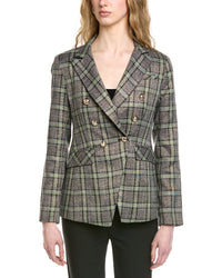 Cece Double-Breasted Plaid Blazer