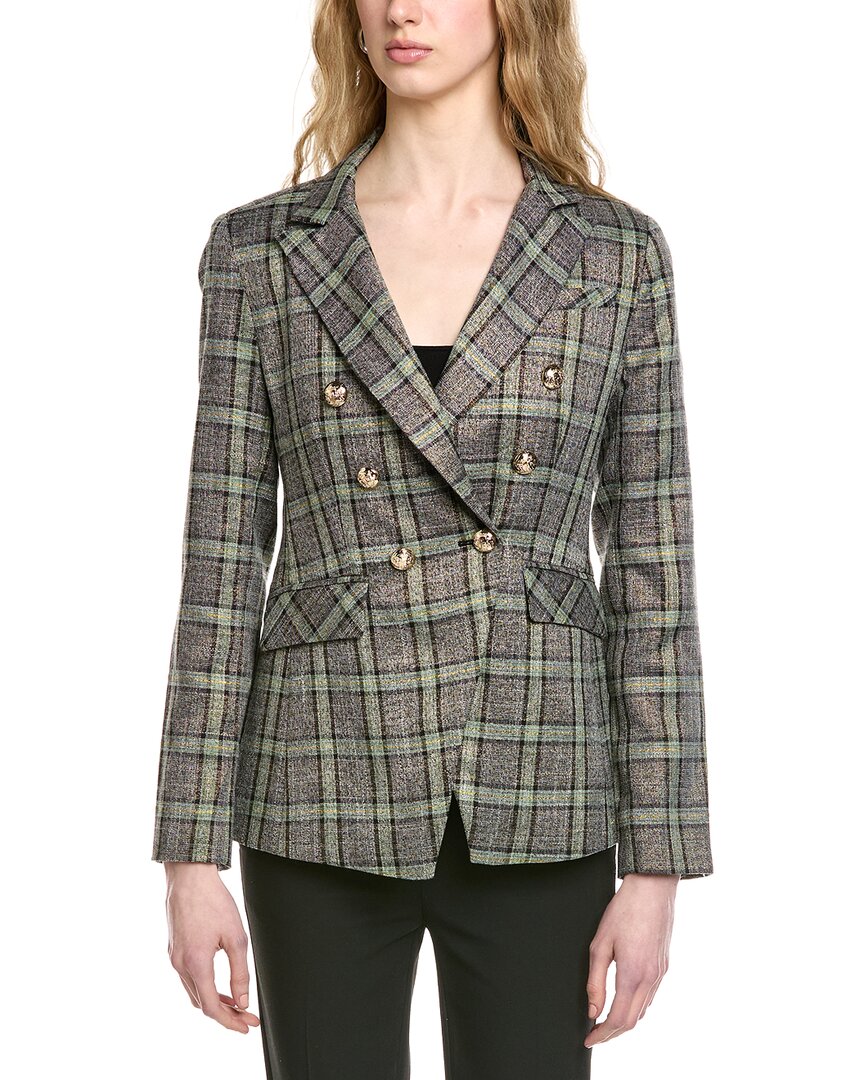 Cece Double-Breasted Plaid Blazer