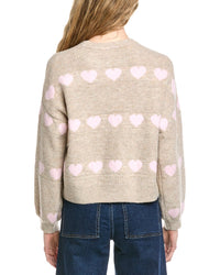 Cece Heart Jacquard Crew Sweater