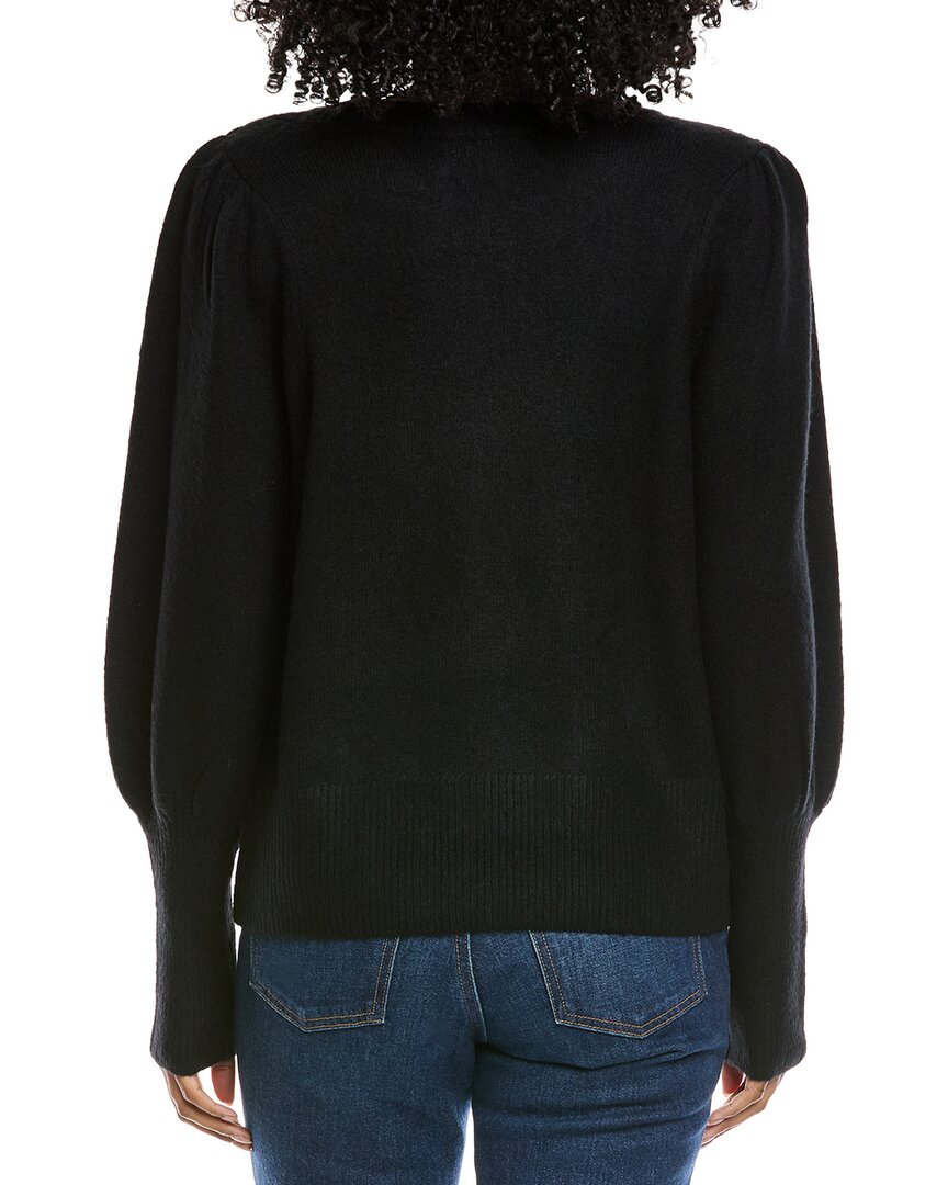 Cece Heart Rhinestone Patch Puff Sleeve Sweater